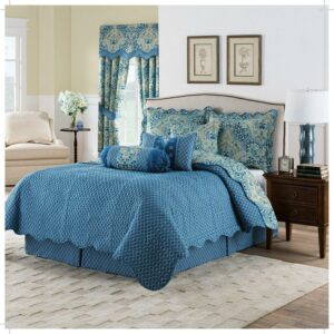 Waverly Modern Printed 4 Piece Quilt Sets, Full/Queen with Pillow Shams, Bed Skirt