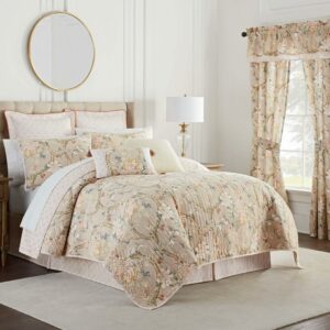 Waverly Mudan Quilt Set, Full/Queen, Taupe, 4-Pieces