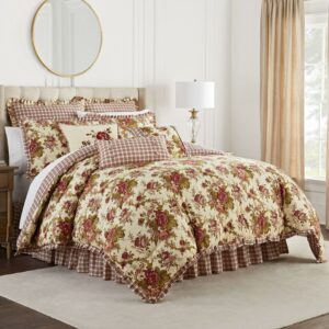 Waverly Norfolk Comforter Set, Queen, Red, 4-Piece