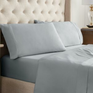 Waverly Solid Print Cotton 400 Thread Count Bed Sheet Set, Cal King, Gray, 4-Pieces