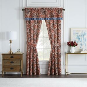 Waverly Tabriz Rod Pocket Light Filtering Curtain Valance, Set of 2, Laquer, 50 x 84