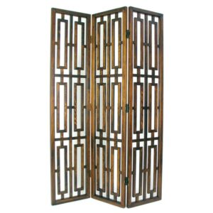 Wayborn Chinese Oakwood Bookmark Room Divider in Brown