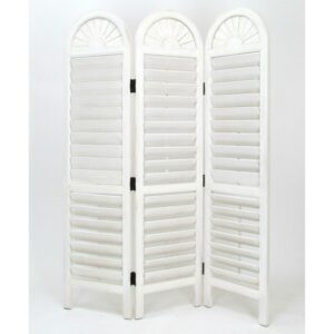 Wayborn Chinese Oakwood White Venetian Room Divider in Whitewash