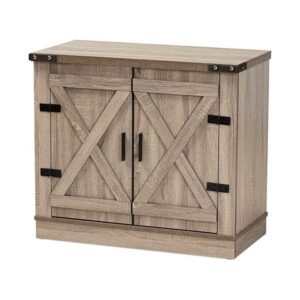 Wayne Modern Contemporary Farmhouse Oak Brown Finished Wood 2-Door Shoe Storage Cabinet