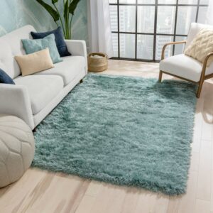 Well Woven Chie Light Blue Kuki Collection Ultra Shag Rug (3'11" x 5'3")
