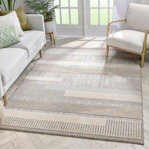 Well Woven Harlow Briar Contemporary Geometric Abstract Beige 7'10" x 9'10" Area Rug