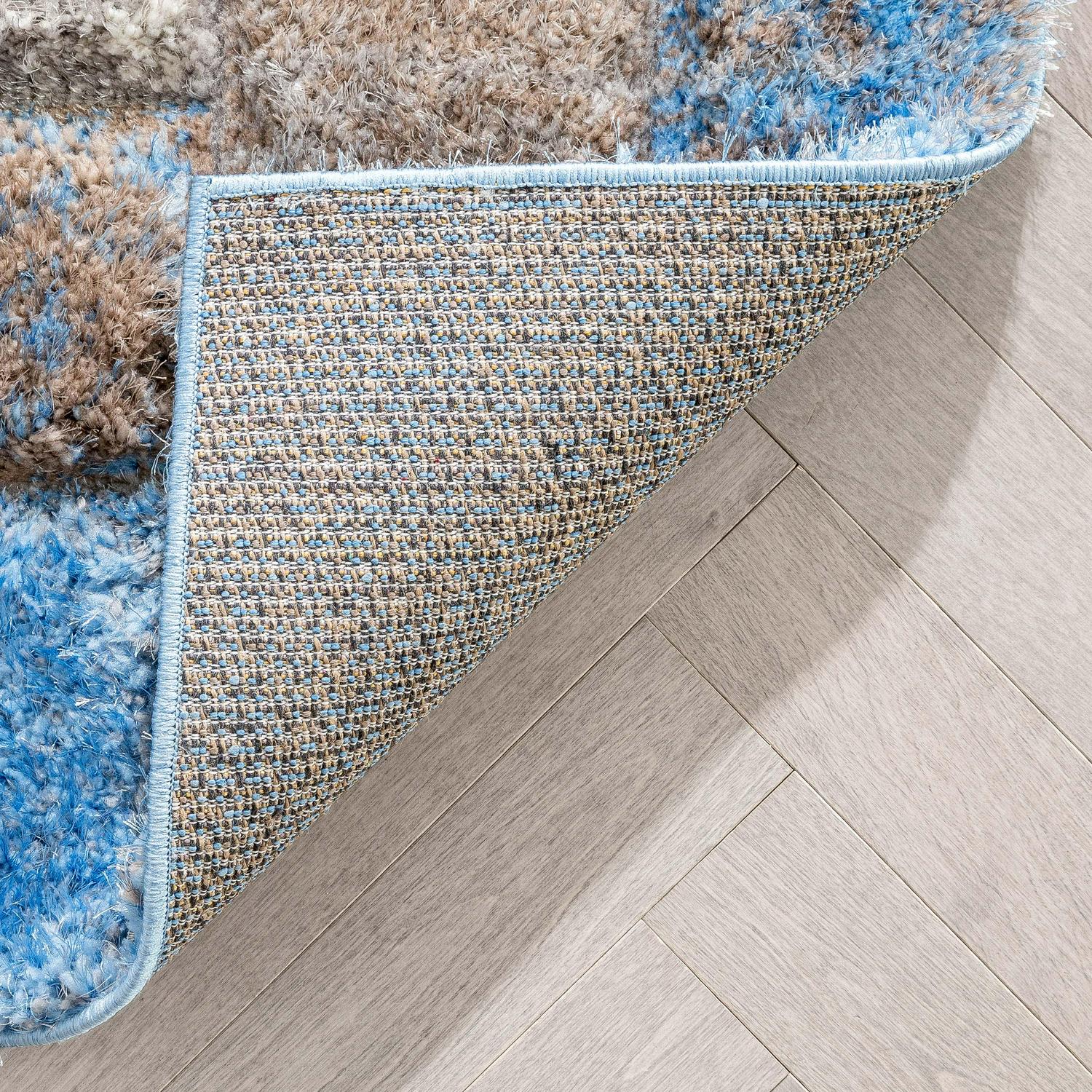 Well Woven Lolly Kenzo Retro Geometric Pattern Grey Light Blue 3'11" x 5'3" 3D Texture Shag Area Rug - Image 5