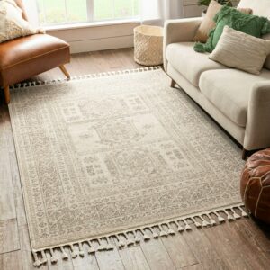 Well Woven Loop-De-Loop Carina Tribal Beige 7'10" x 10'6" Flat-Weave Area Rug