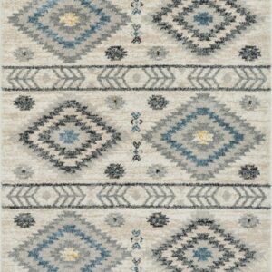Well Woven Malfi Prato Blue Tribal Southwestern Geometric 5'3" x 7'3" Distressed Area Rug