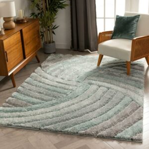 Well Woven Ella Yellow Geometric Boxes Thick Soft Plush 3D Textured Shag Area Rug 8x10 7 10 x 9 10
