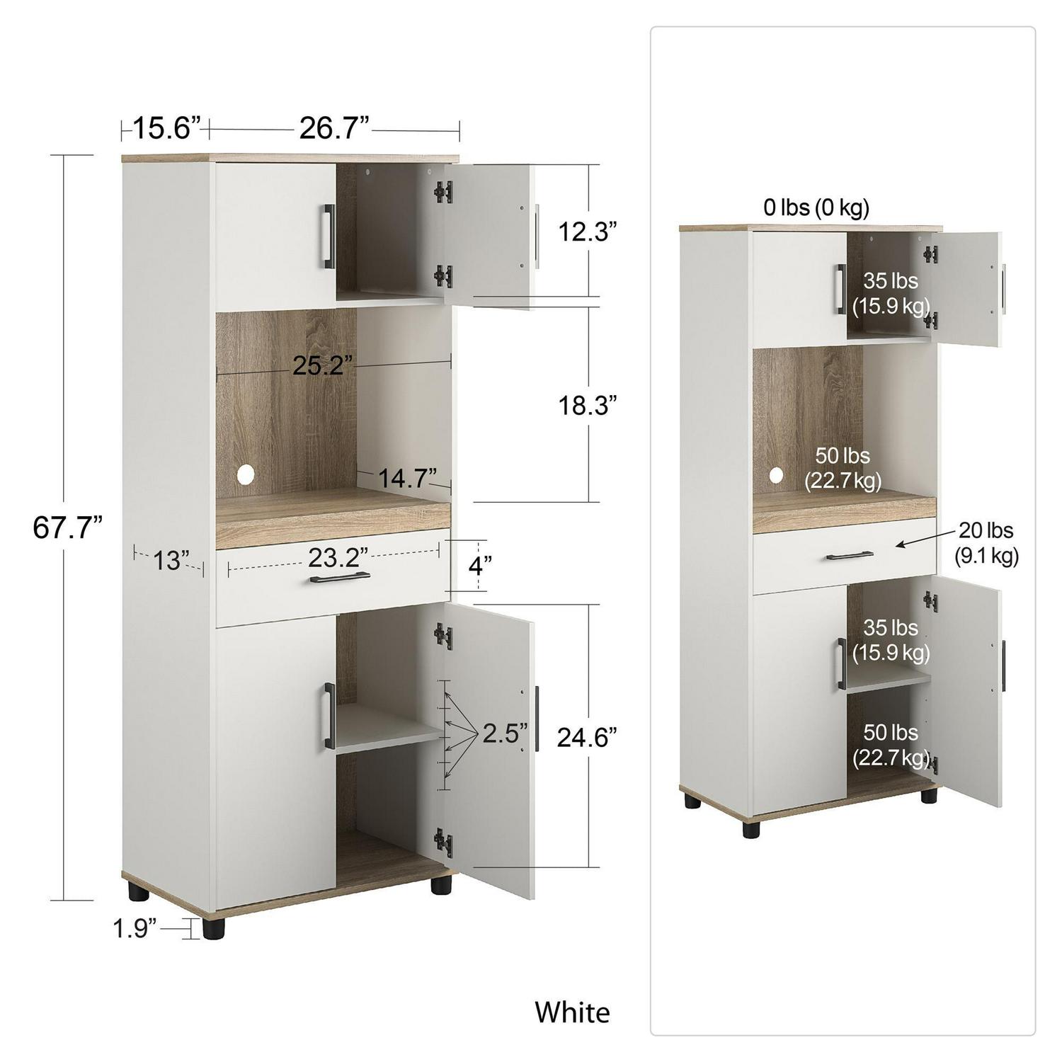 Welland, 1 Drawer / 4 Door Tall Coffee Bar, White - Image 8