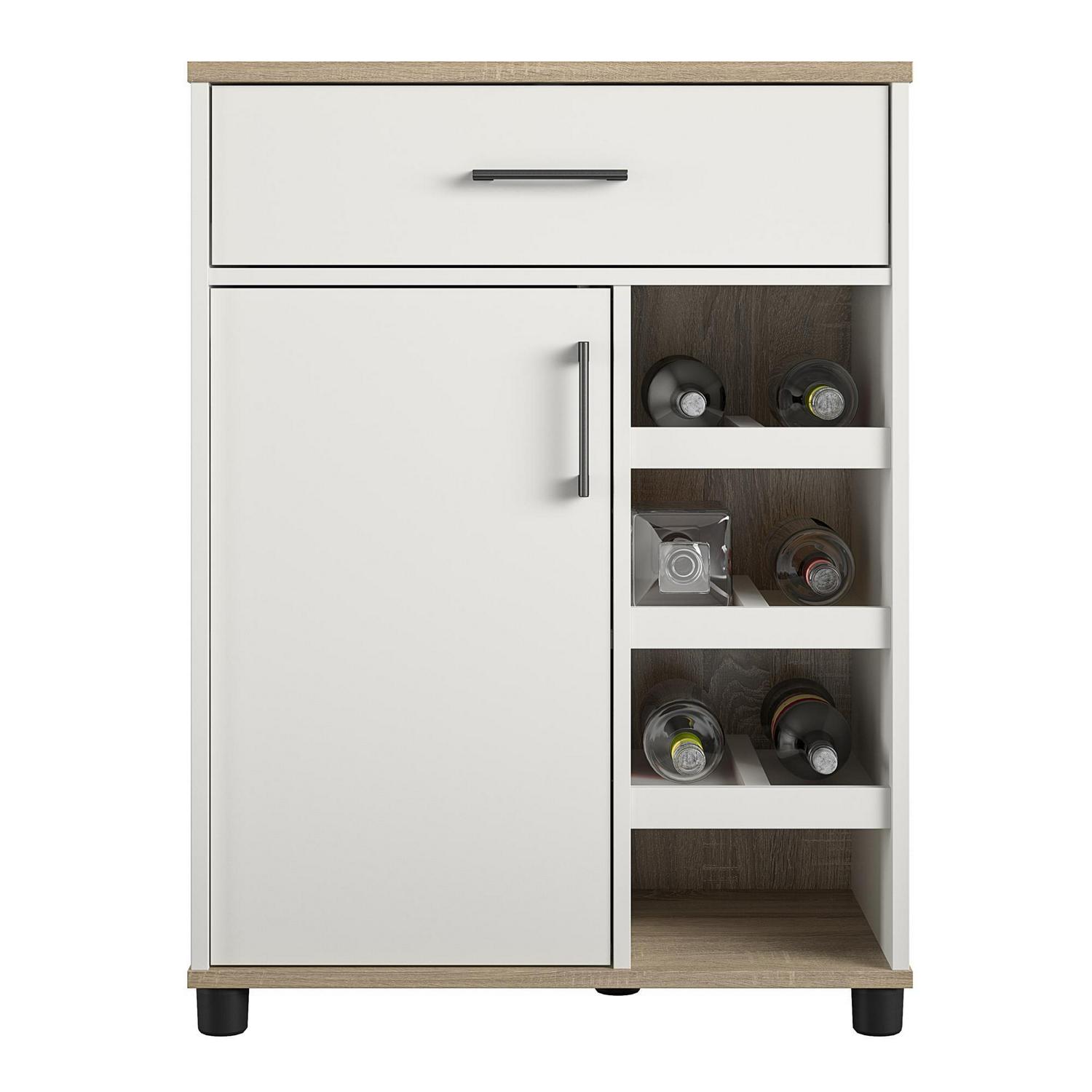 Welland Bar Cabinet with Beverage Shelves, White - Image 5