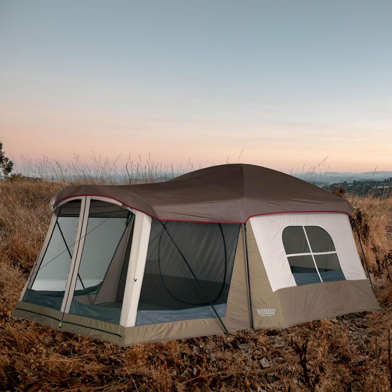 Wenzel Klondike 8-Person Large Outdoor Camping Tent with Screen Room, Brown - Image 8
