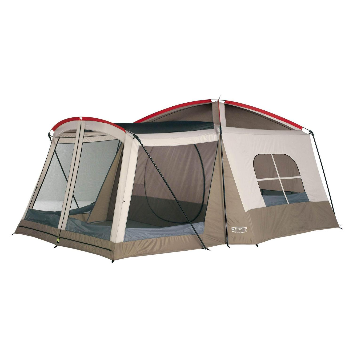 Wenzel Klondike 8-Person Large Outdoor Camping Tent with Screen Room, Brown - Image 2