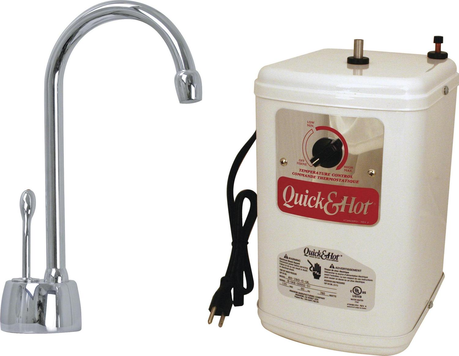 Westbrass 9" 1-Handle Hot Water Dispenser Faucet with Heating Tank, Polished Chrome