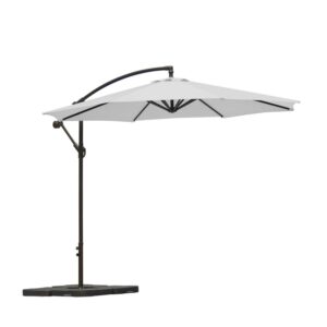 Westin Outdoor 10 Ft Cantilever Offset Umbrella with Base Weights Included for Outdoor Patio UV Weather Resistant, White