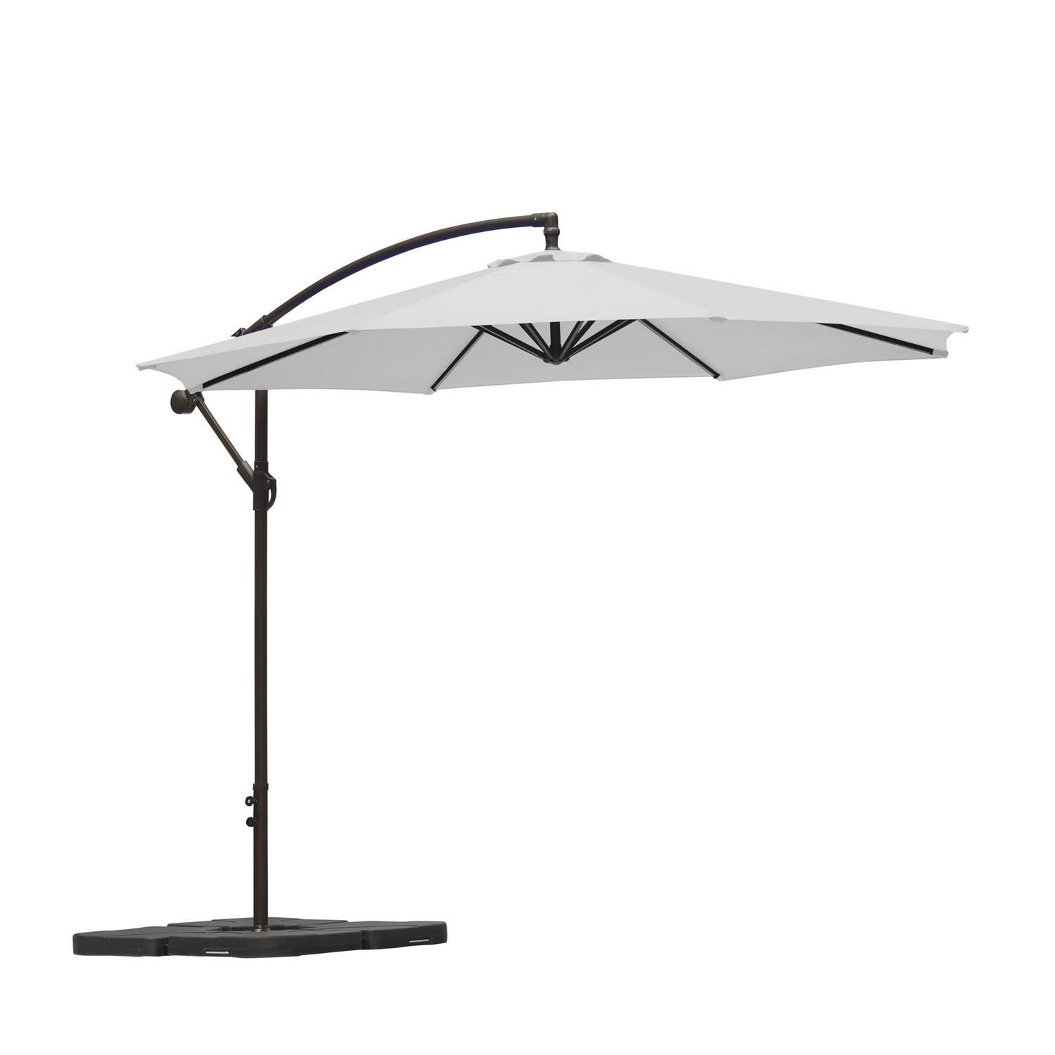 Westin Outdoor 10 Ft Cantilever Offset Umbrella with Base Weights Included for Outdoor Patio UV Weather Resistant, White