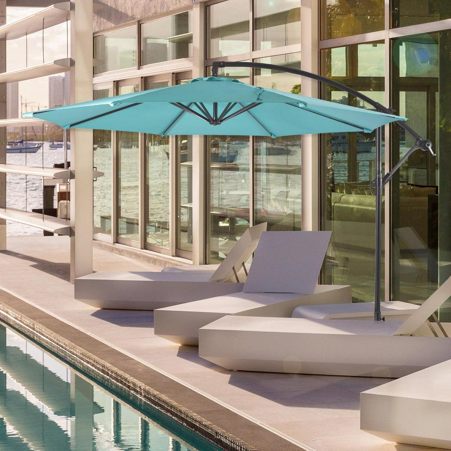 Westin Furniture 10 ft. Cantilever Hanging Patio Umbrella, Turquoise