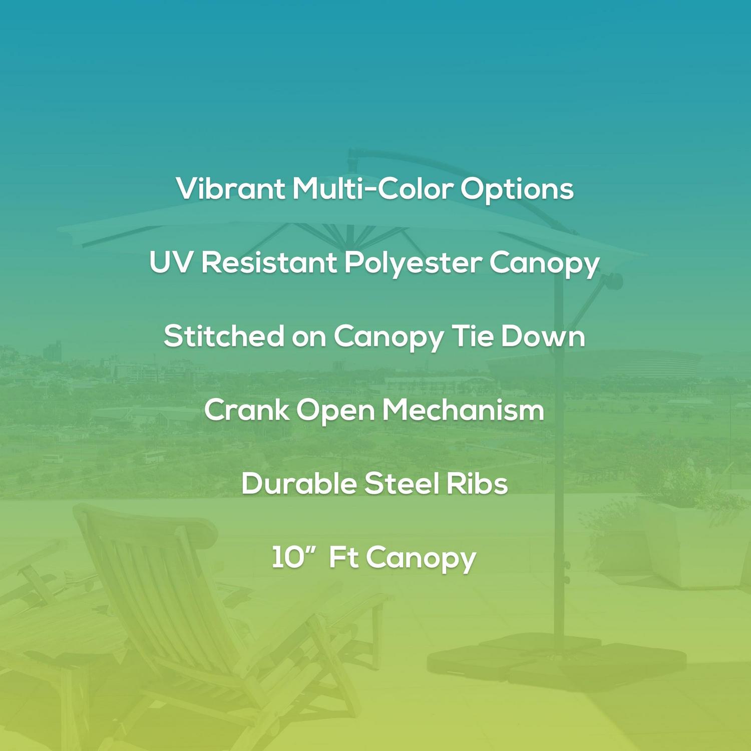 Westin Furniture 10 ft. Cantilever Hanging Patio Umbrella, Turquoise - Image 6