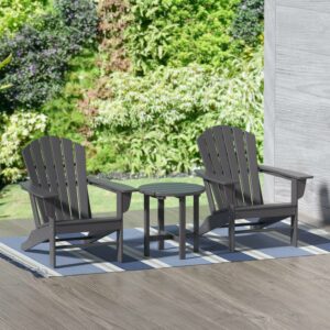 Westin Outdoor Weather Resistant HDPE Plastic Adirondack Chair - Gray (Set of 3)