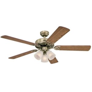 Westinghouse Vintage Antique Brass Indoor 52" Ceiling Fan with Light Kit