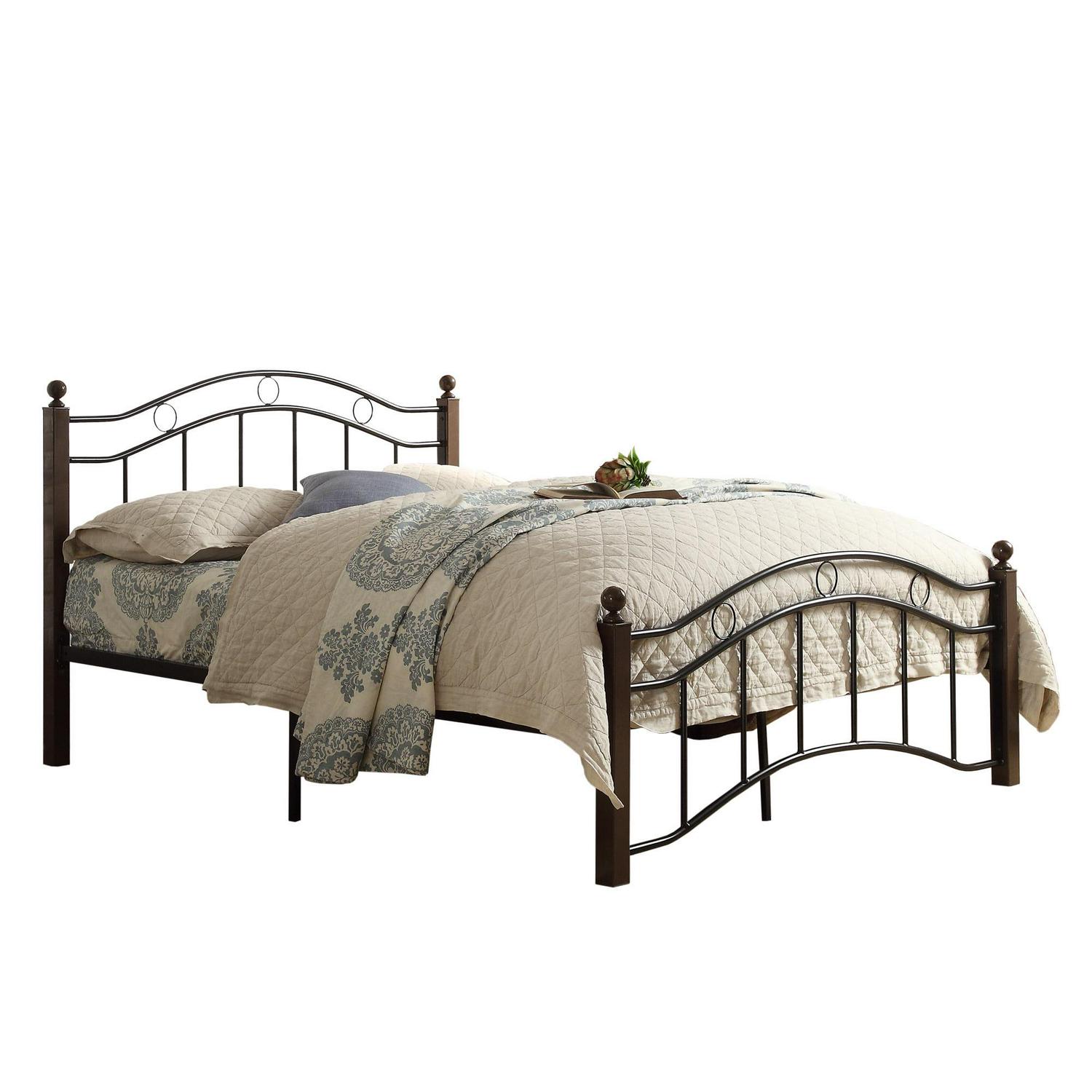 Weston Home Abigail Square Post and Black Metal Adult Platform Full Bed, Brown - Image 3
