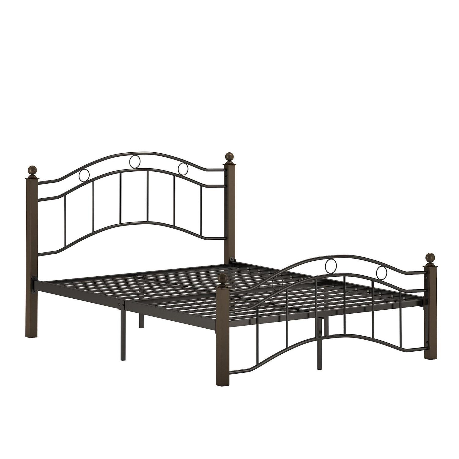 Weston Home Abigail Square Post and Black Metal Adult Platform Full Bed, Brown - Image 2