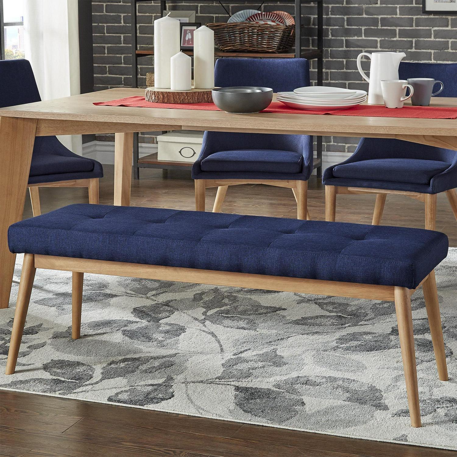 Weston Home Baxter Tufted Bench, Twilight Blue