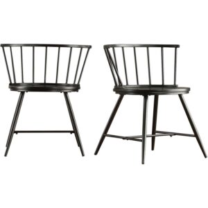 Weston Home Chelsea Low Back Metal and Wood Dining Chair, Set of 2, Black