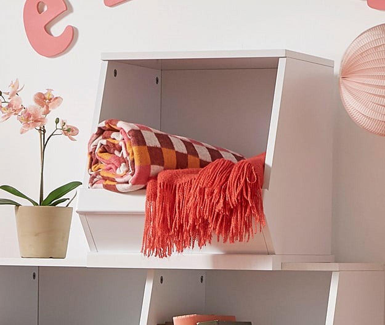 Weston Home Children Stackable Wood and Plastic Storage Cube, White, Single Cube