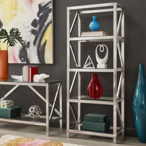 Weston Home Erika Brushed Nickel Bookcase