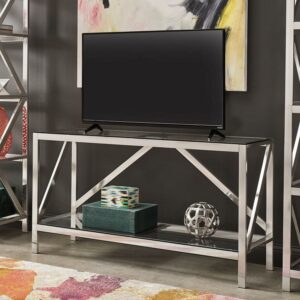 Weston Home Erika Brushed Nickel TV Stand for TVs up to 60", Silver