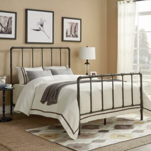 Weston Home Industrial Style Pipe Metal Queen Bed, Antique Dark Bronze