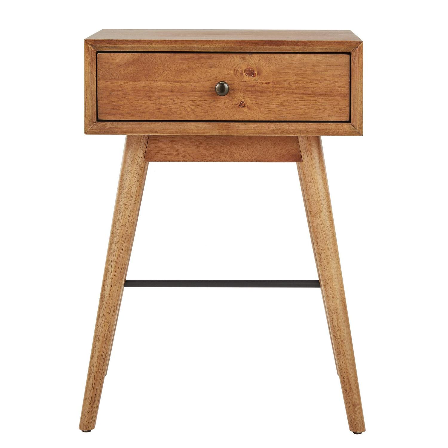 Weston Home Krisel Mid-Century Modern Rectangular End Table, Natural Brown - Image 2