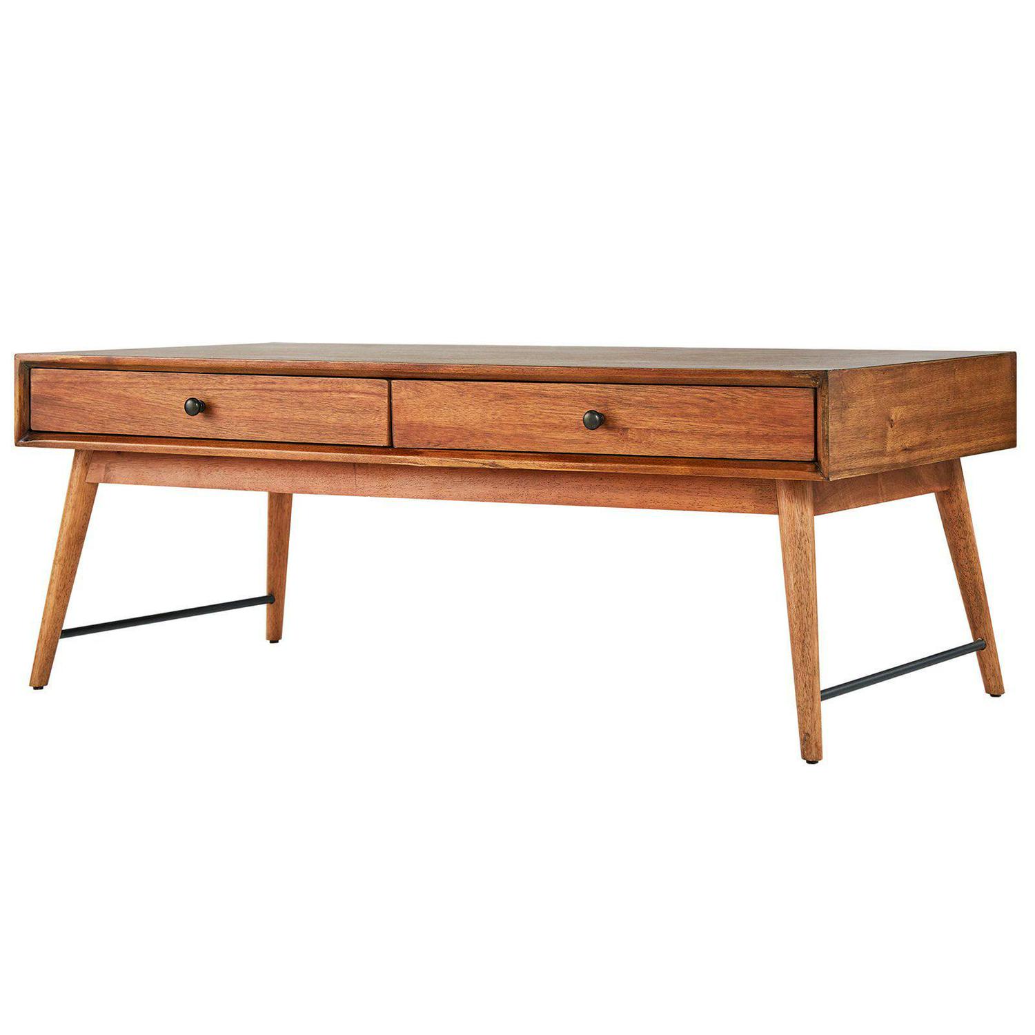 Weston Home Krisel Mid-Century Wood Coffee Table with 2 Drawers, Brown - Image 6