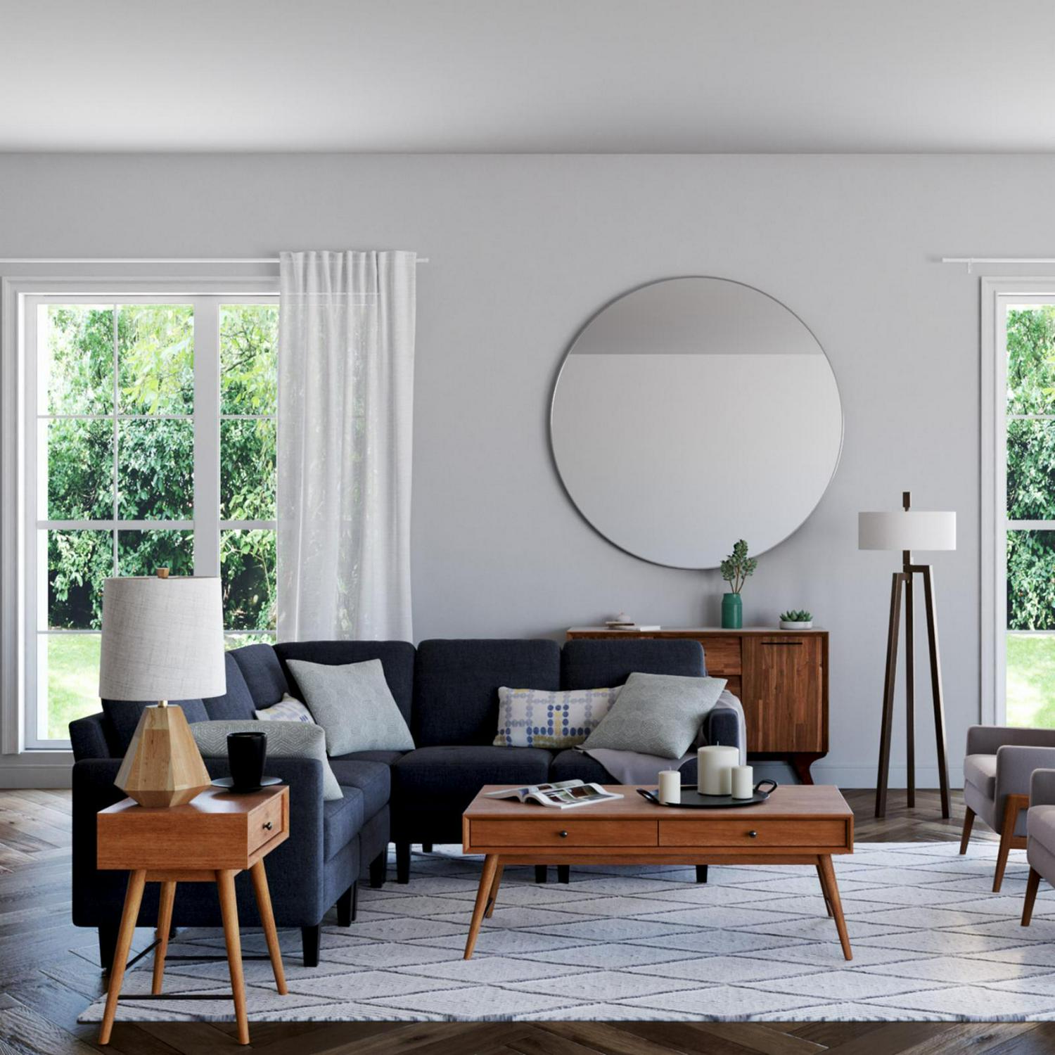 Weston Home Krisel Mid-Century Wood Coffee Table with 2 Drawers, Brown - Image 4