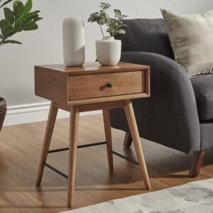 Weston Home Krisel Mid-Century Modern Rectangular End Table, Natural Brown