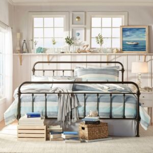 Weston Home Nottingham Metal King Bed, Antique Dark Bronze