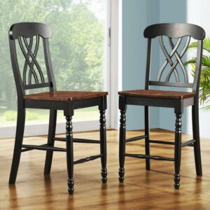 Weston Home Ohana Counter Height Chair - Black & Oak - Set of 2
