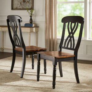 Weston Home Ohana Dining Chair, Set of 2, Antique Black and Cherry