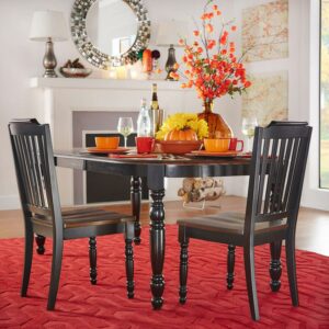 Weston Home Ohana Two Tone Wood Dining Chair, Set of Two, Antique Black and Cherry