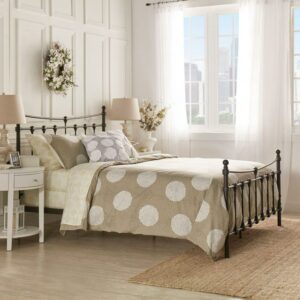 Weston Home Ossett Antique Brown Shell Motif Metal King Bed