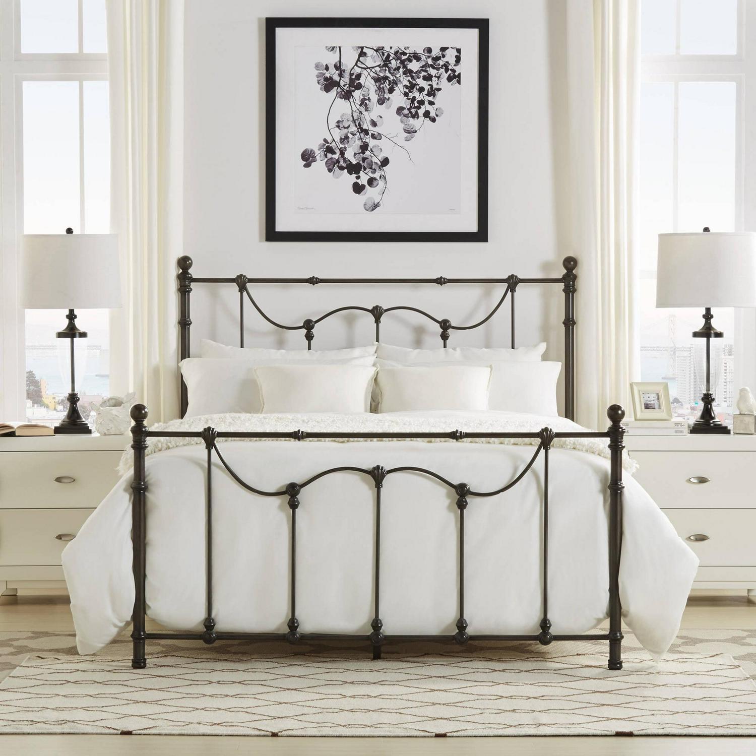 Weston Home Ryde Metal Queen Bed, Bronzed Black