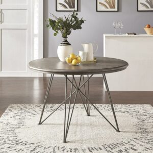 Weston Home Springer 45-inch Round Iron and Grey Finish Dining Table