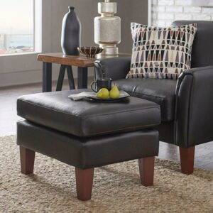 Weston Home Tribeca Living Room Upholstered Ottoman, Chocolate Vinyl