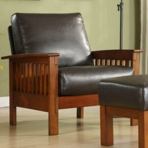 Weston Home Warner Faux Leather Lounge Chair, Dark Brown