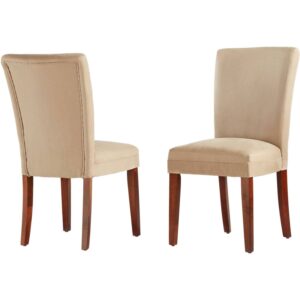 Weston Homes Parson Upholstered Dining Chairs, Set of 2, Peat/Cherry Finish