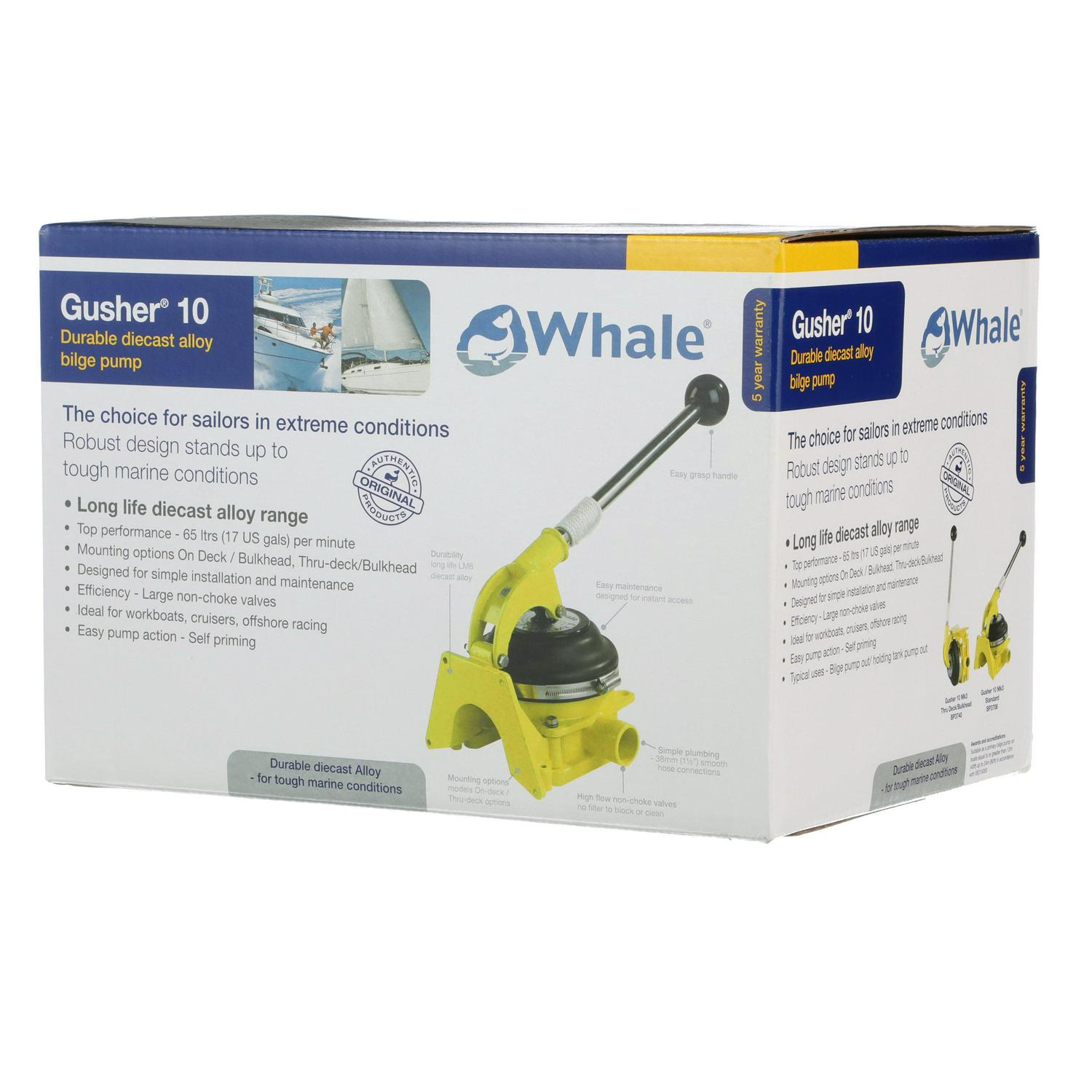 Whale BP3740 Gusher 10 Mk3 Manual Bilge Pump, Thru-Deck/Bulkhead, up to 17 GPM Flow Rate, 1 ½-Inch Hose Connections, for Boats over 40 Feet - Image 5