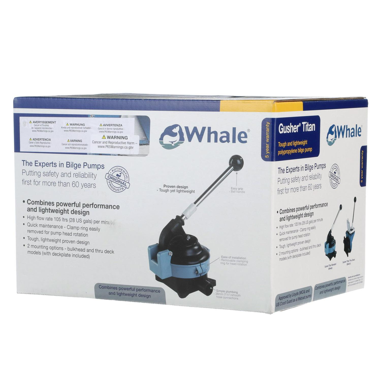 Whale BP4402 Gusher Titan Manual Bilge Pump, On-Deck, up to 28 GPM Flow Rate, 1 ½-Inch Hose Connections, for Boats over 40 Feet - Image 6