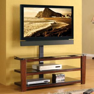 Whalen Swivel 3-in-1 TV Stand for TVs up to 60", Brown Cherry Finish